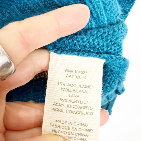 TINY ANTHROPOLOGIE TURQUOISE BLUE FULL ZIP HORSE THEME CARDIGAN SWEATER SZ XS - Picture 6 of 8